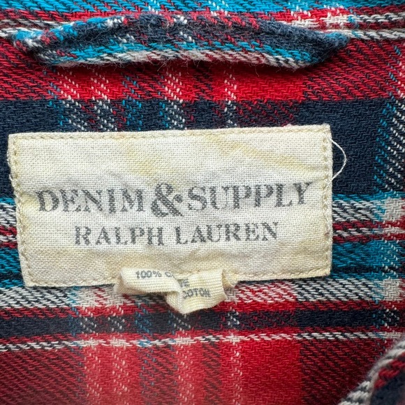 Denim Supply Ralph Lauren Flannel Shirt Men's M al Plaid Long Sleeve Pockets - Picture 4 of 10